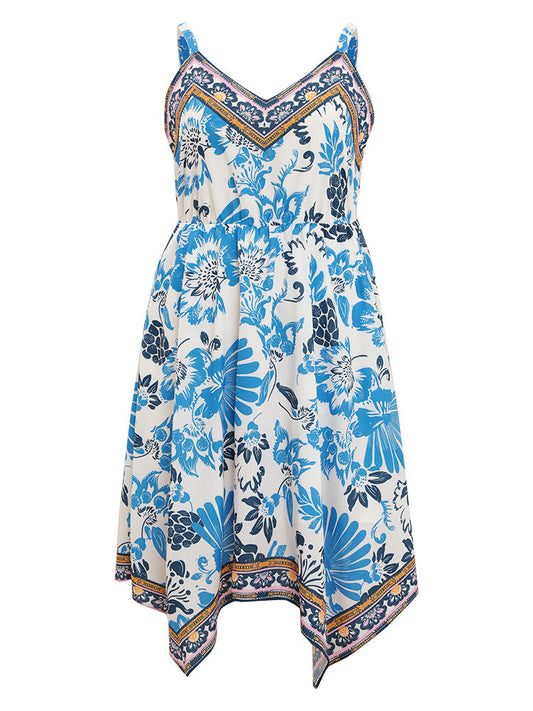 Bandana Print Adjustable Straps Hanky Hem Pocket Cami Dress
