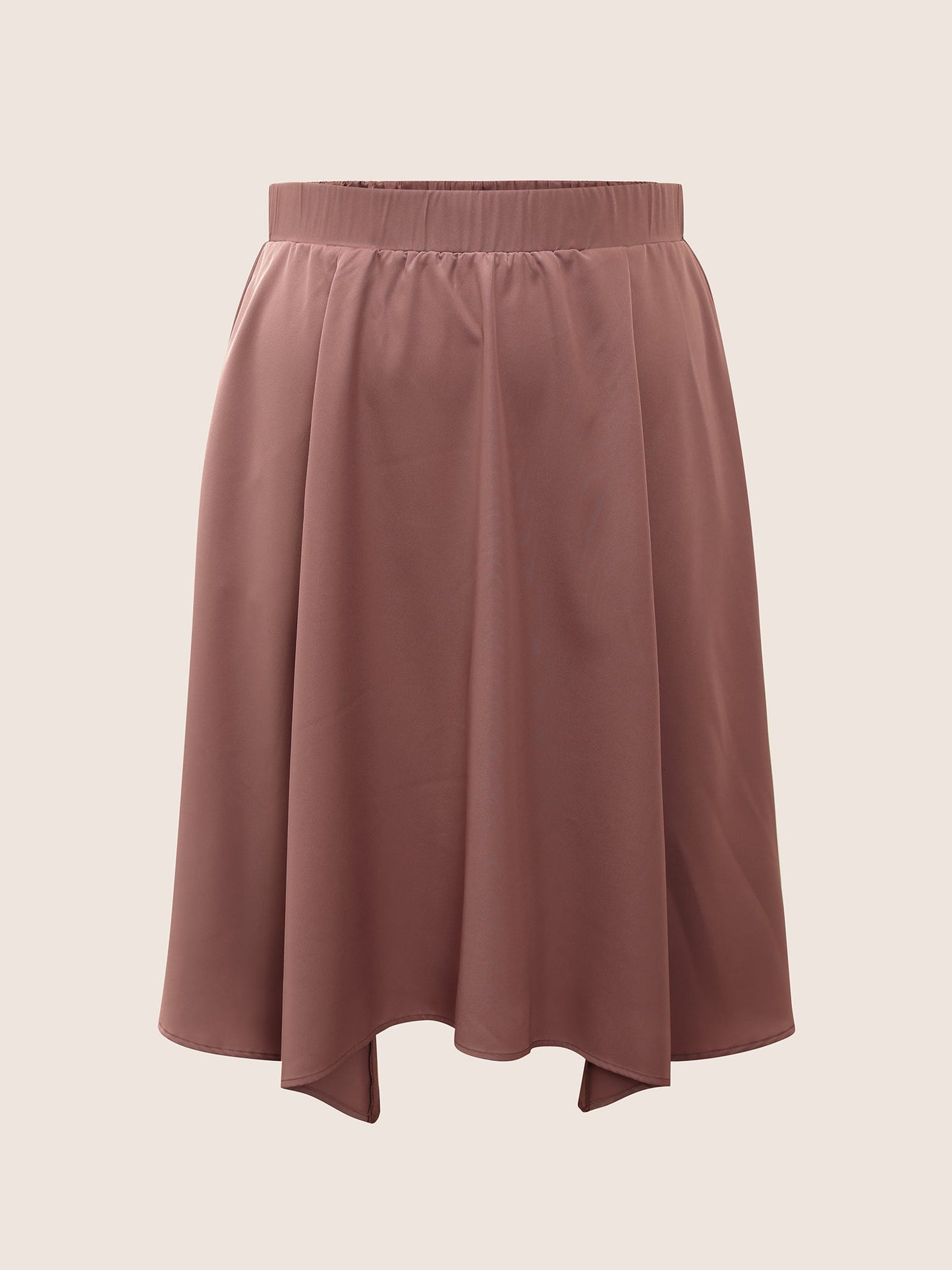 Plain Elastic Waist Hanky Hem Skirt
