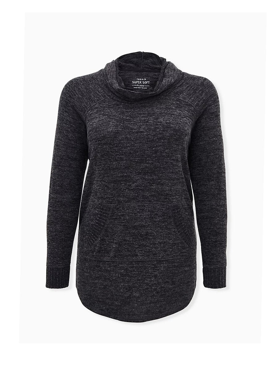 Pile Collar Kangaroo Pocket Knit Top