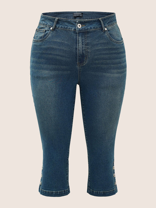 Dark Wash Slit Hem Pull On Jegging Jeans