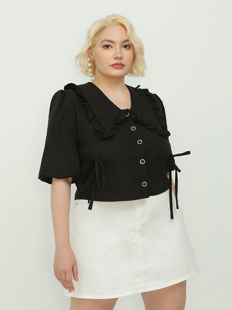 Peter Pan Collar Knotted Blouse
