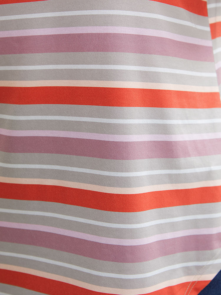 Striped Contrast V Neck Arc Hem Tank Top