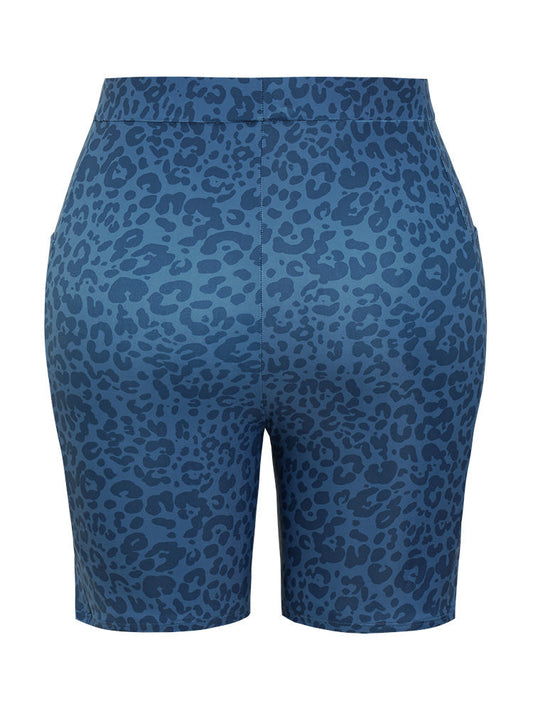 Leopard Print Pocket Side Swim Shorts