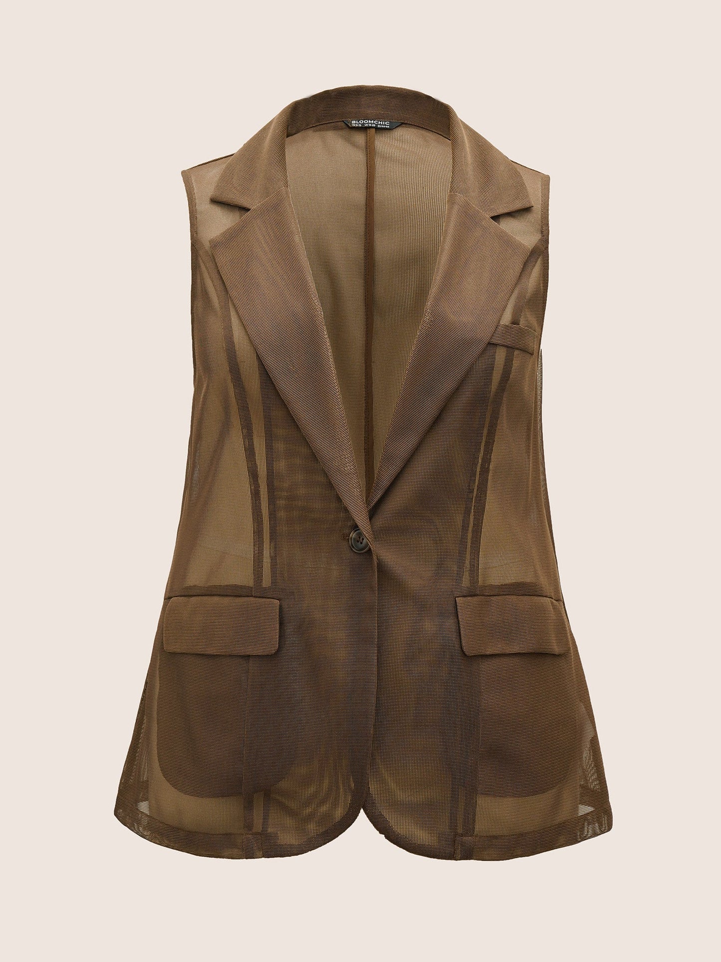 Solid Mesh Cut Out Flap Pocket Vest