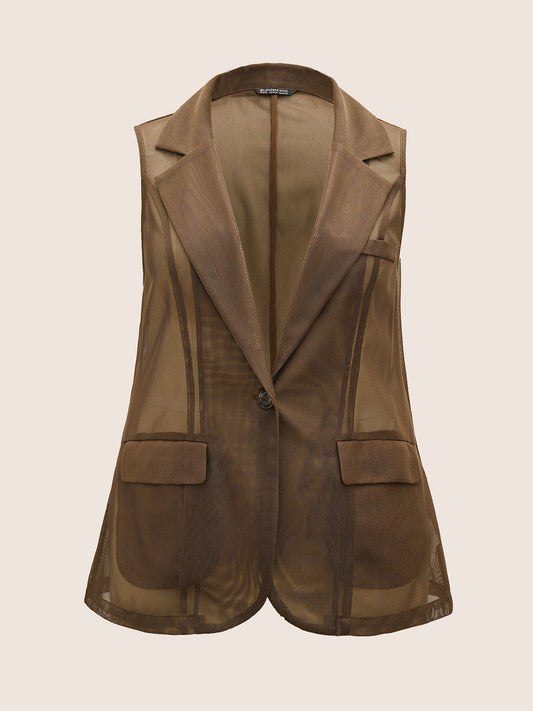 Solid Mesh Cut Out Flap Pocket Vest