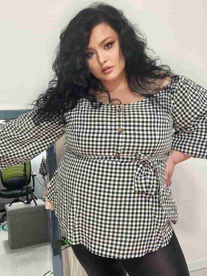 Off Shoulder Self Belted Blouse