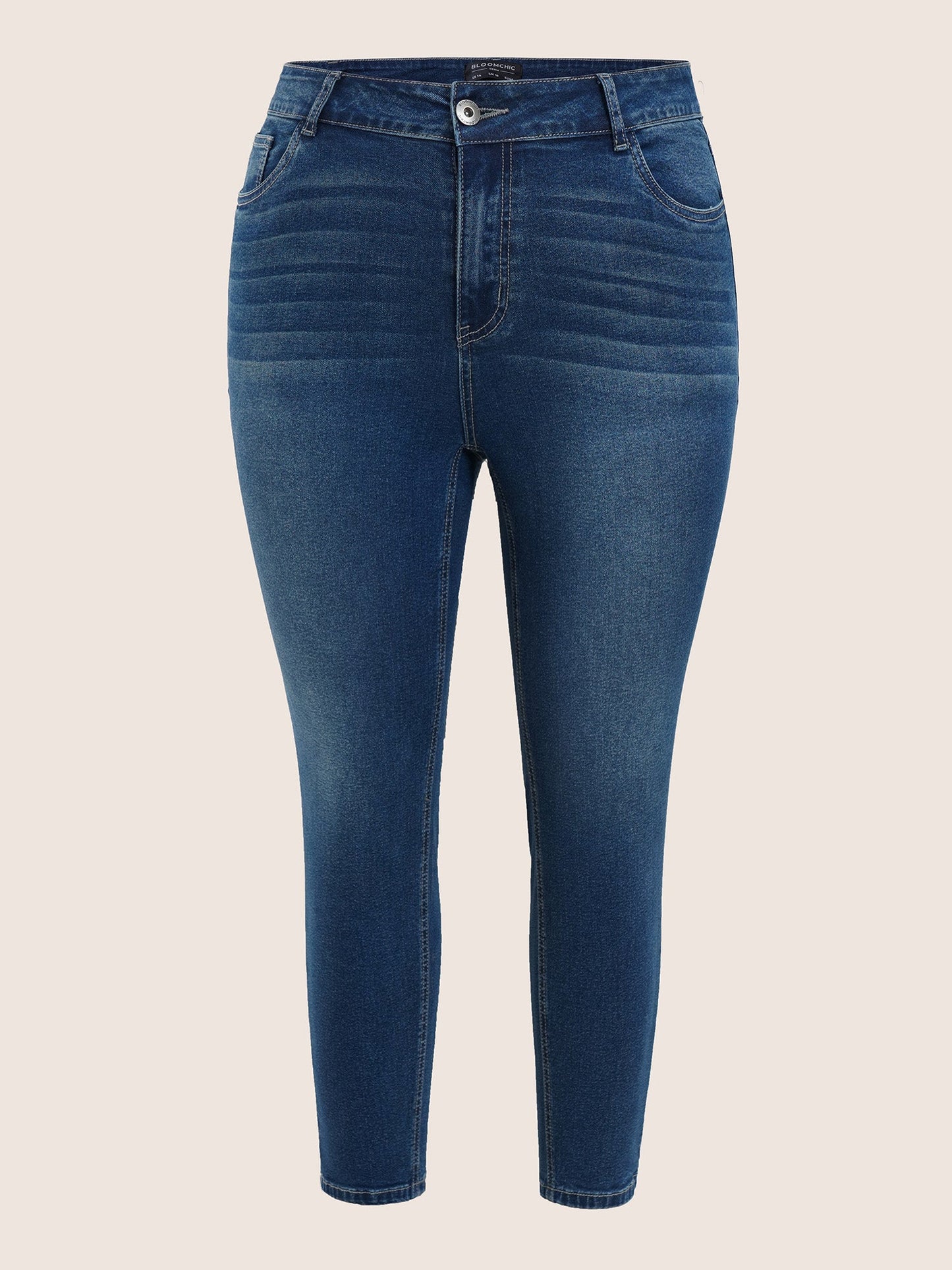 Plain Pocket Embroidered Skinny Jeans