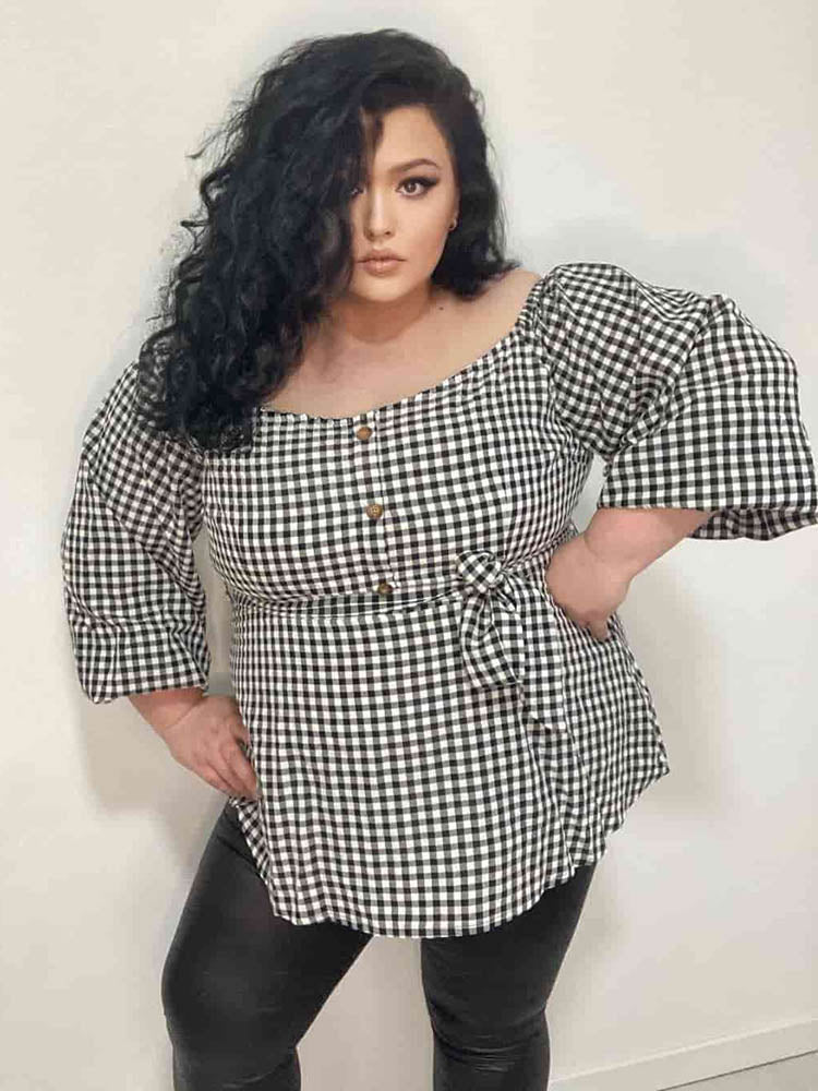 Off Shoulder Self Belted Blouse