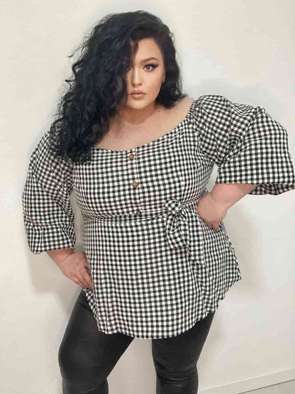 Off Shoulder Self Belted Blouse