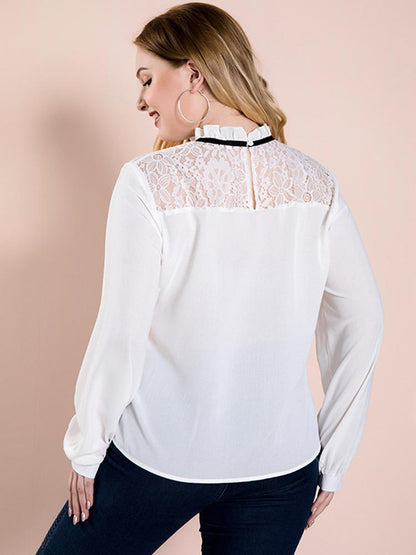 Lace Hollow Out Bow-knot OL Blouse