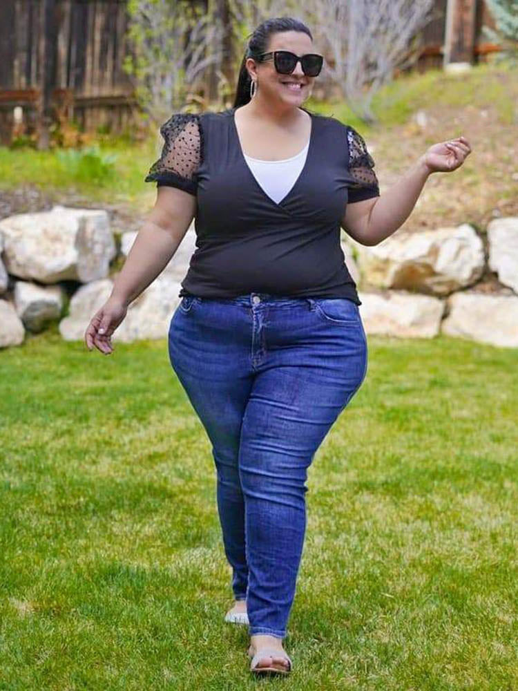 Mesh Puff Sleeve T-shirt