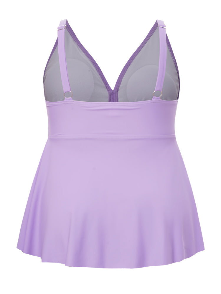 Crossover Front A Line Adjustable Straps Tankini Top