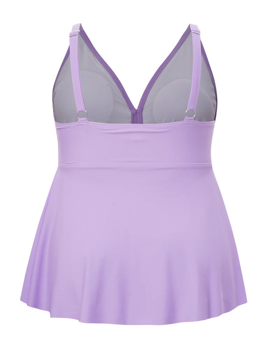 Crossover Front A Line Adjustable Straps Tankini Top