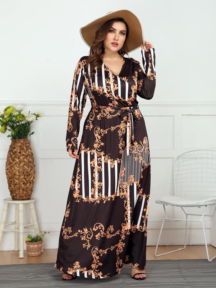 Printed Wrap Holiday Maxi Dress