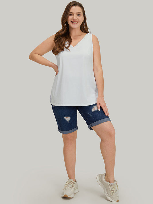 UltraCool Solid V Neck Sleeveless Tank Top