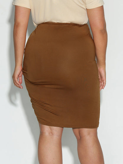 Ruched Knotted Irregular Hem Skirt