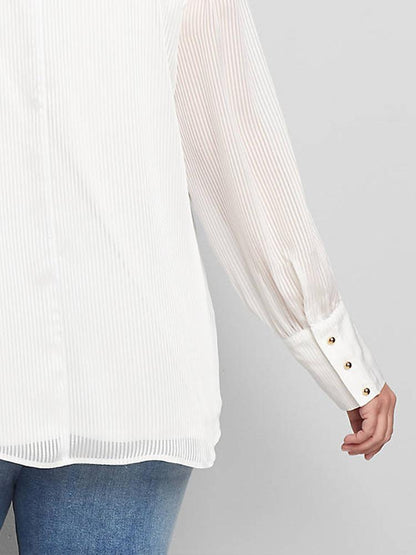 Ribbed Round Neck Elegant Blouse