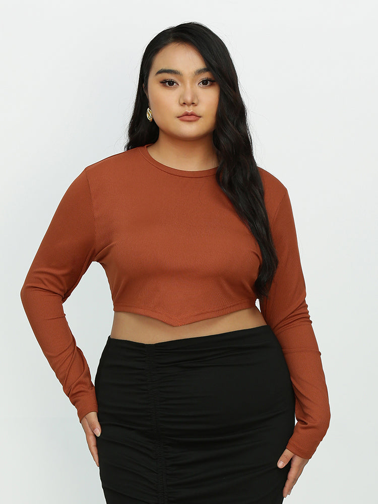 Long Sleeve Irregular Hem T-Shirt