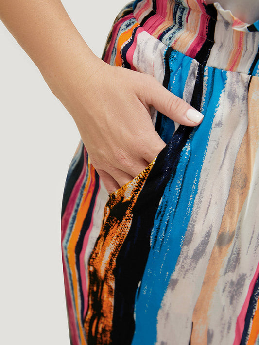 Tie Dye Knot Front Elastic Waist Pocket Pants