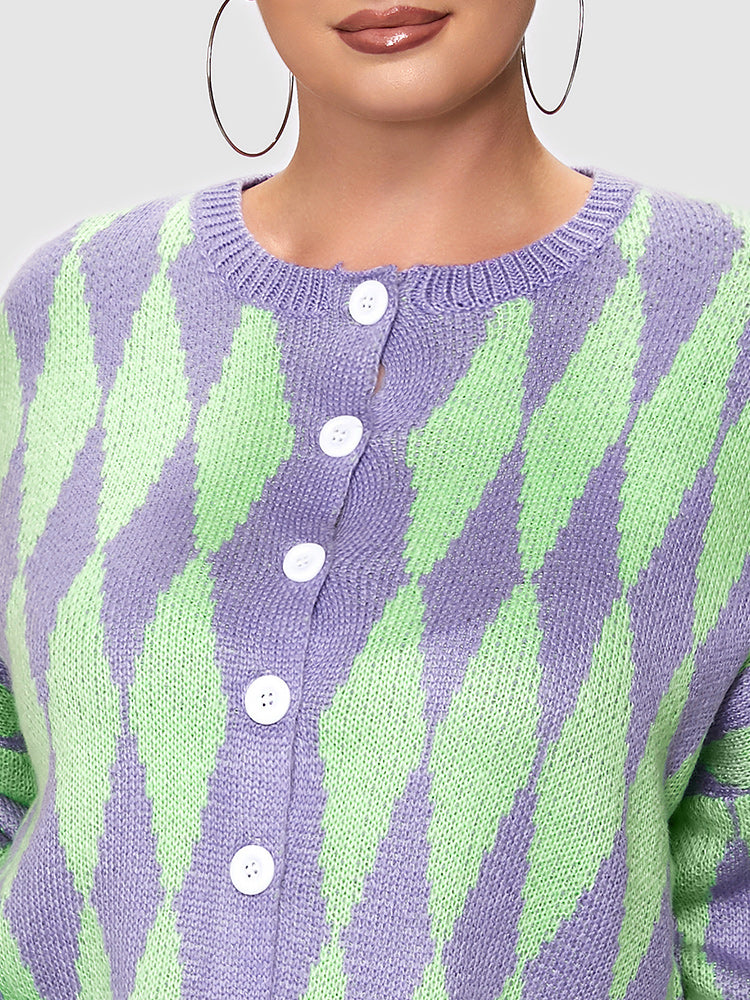 Argyle Pattern Button Cardigan