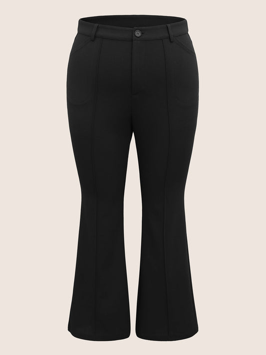 High Rise Solid Pleated Bootcut Pants