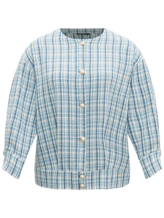 Gingham Buckle Detail Button Through Jacket