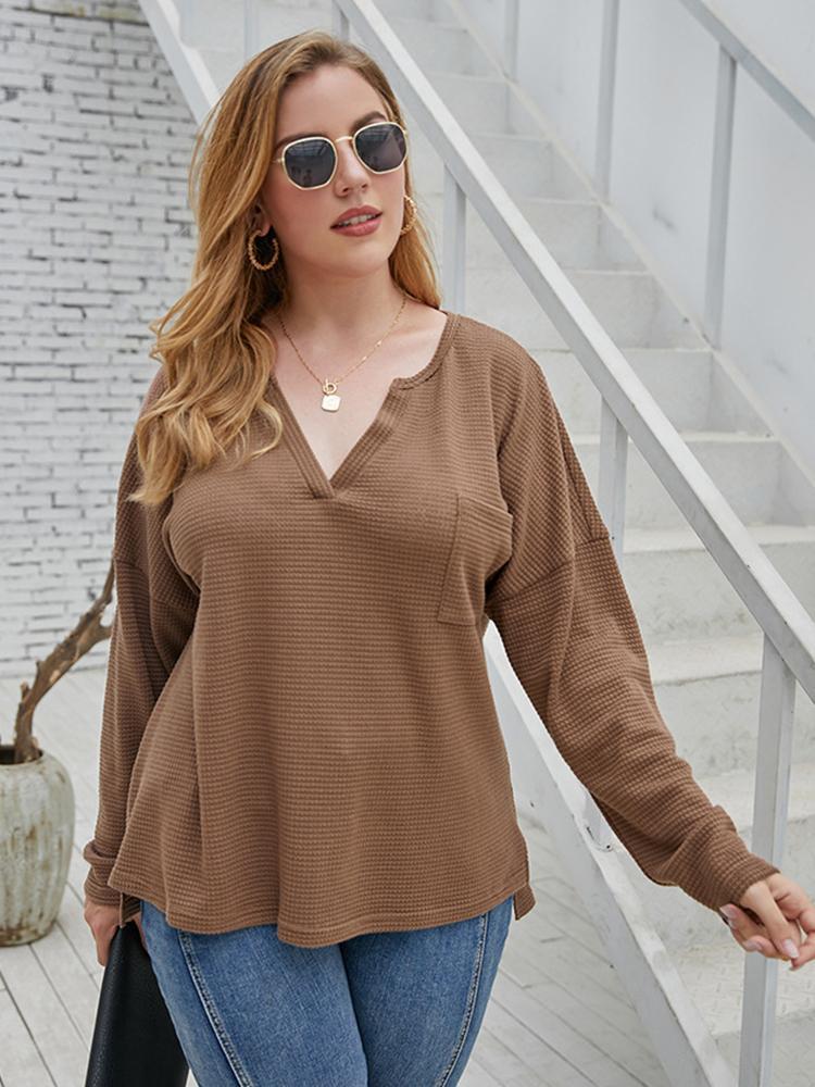 Basic Waffle V-neck T-shirt