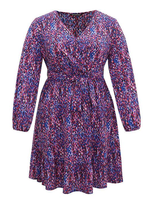 Allover Print Knotted Flutter Hem Dress