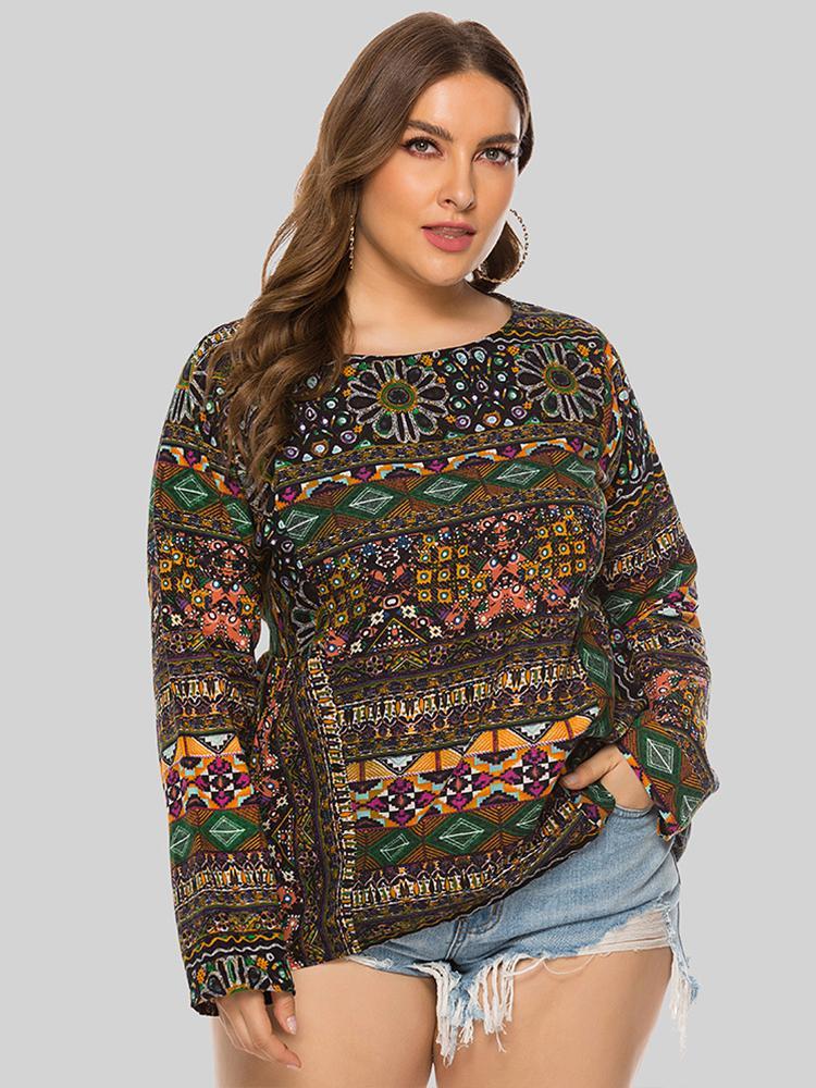 Ethnic Printed Round Neck T-shirt
