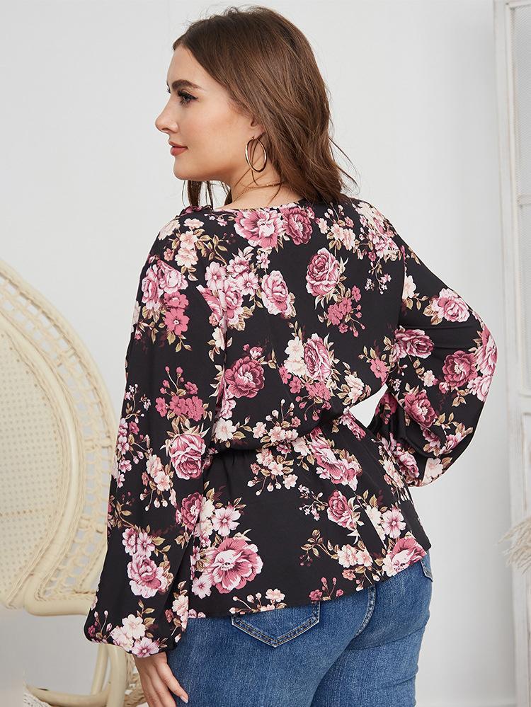 Floral Printed V-neck Blouse