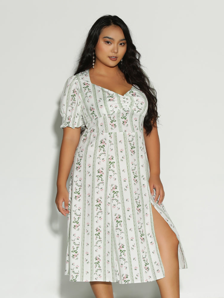 Ditsy Floral Frill Sleeve Dress