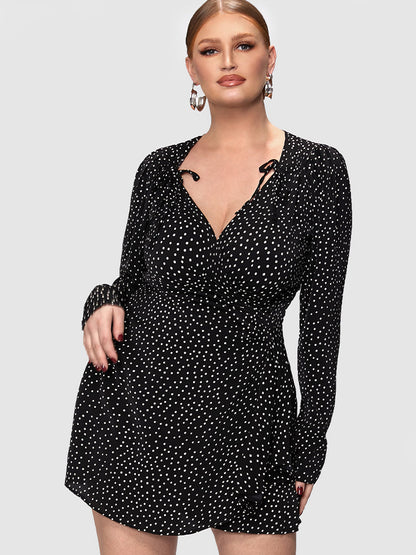 Polka Dot Drawstring Dress