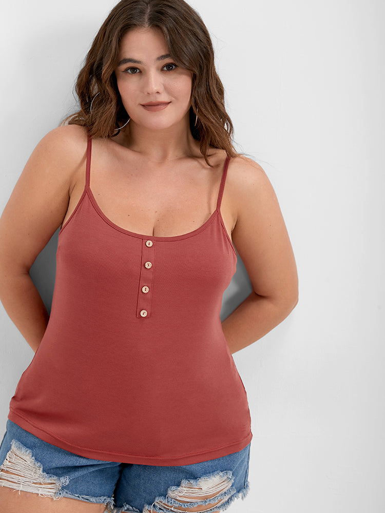 Plain Button Rib Cami Top