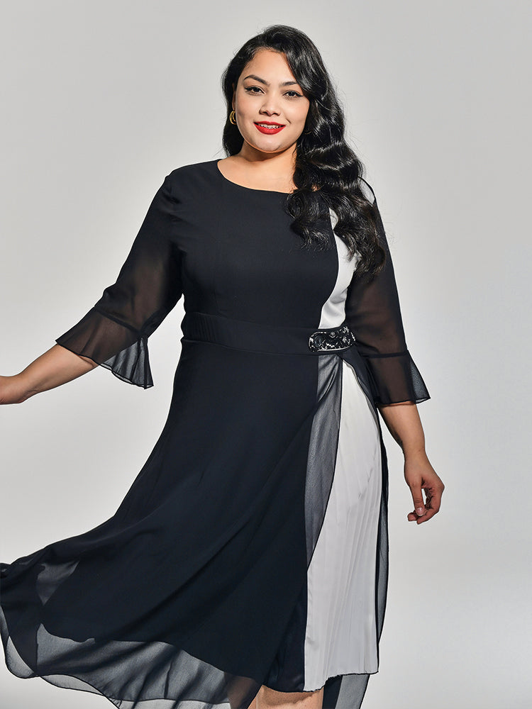 Colorblock Mesh Dress