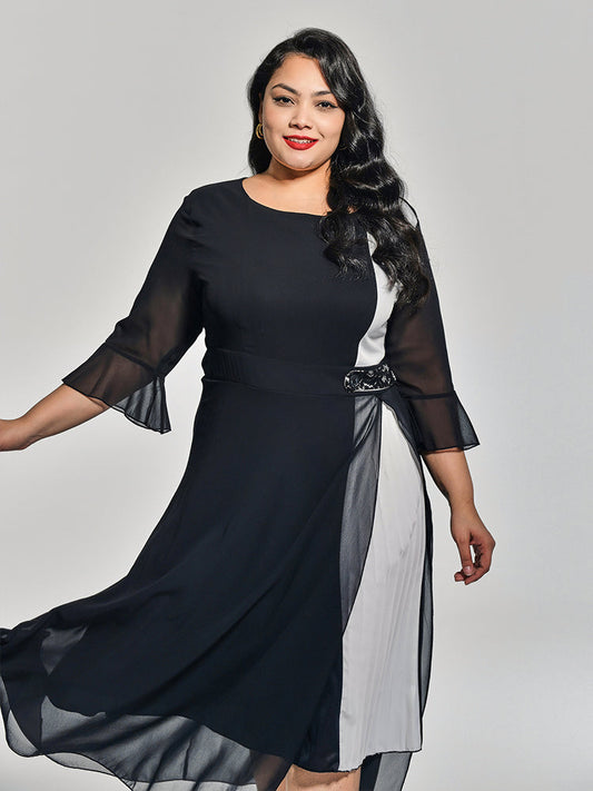 Colorblock Mesh Dress