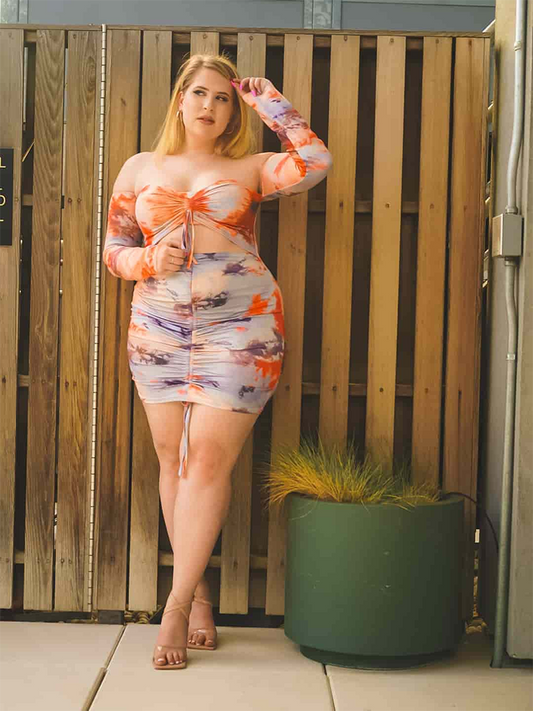 Tie Dye Ruched Dress