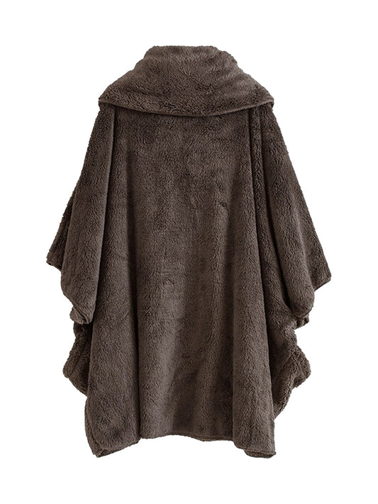 Plain Pocket Dolman Sleeve Teddy Coat