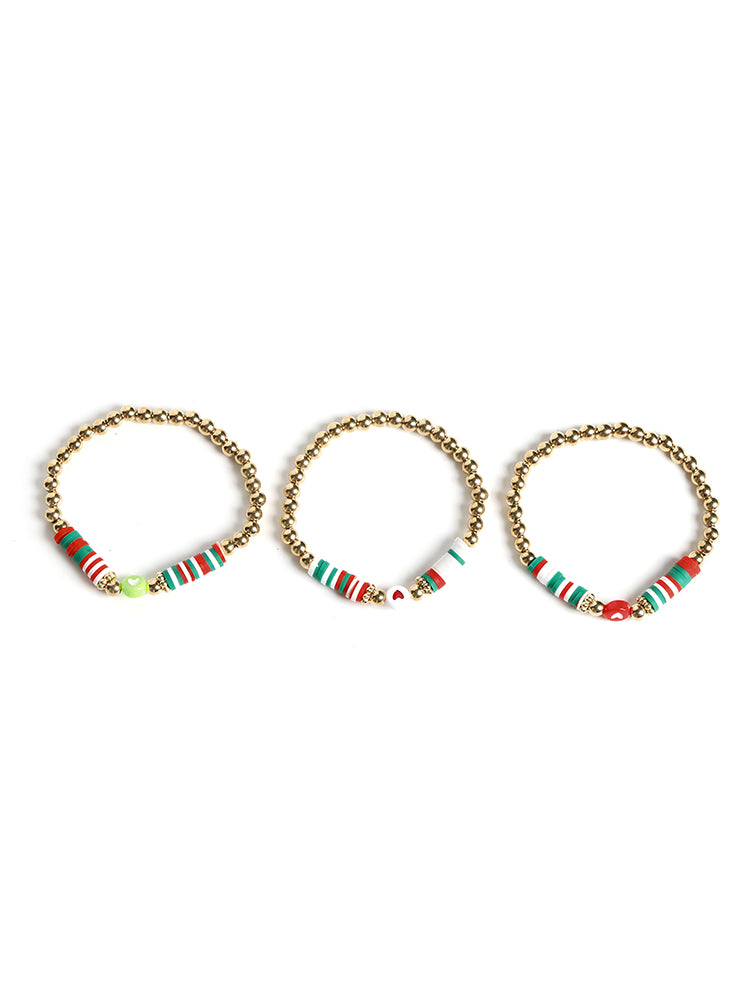 3 Pack Heart Detail Beaded Bracelets