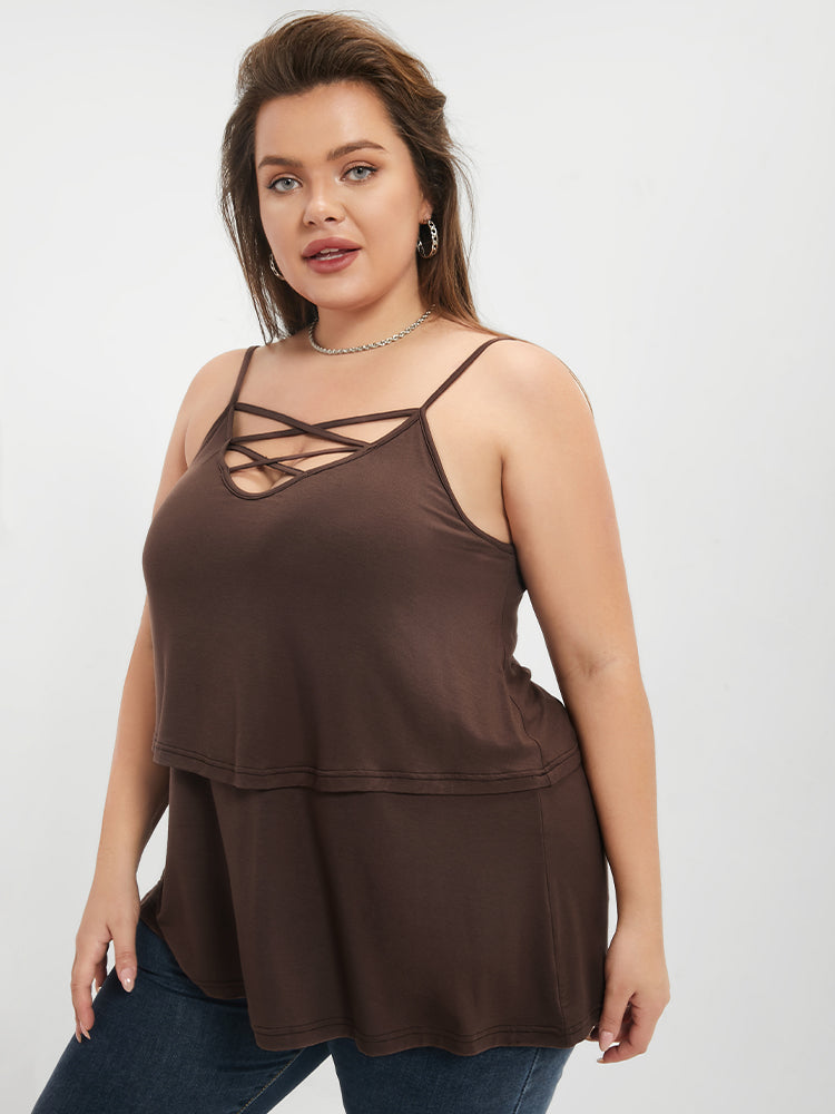 Tiered  Crisscross Front Cami Top