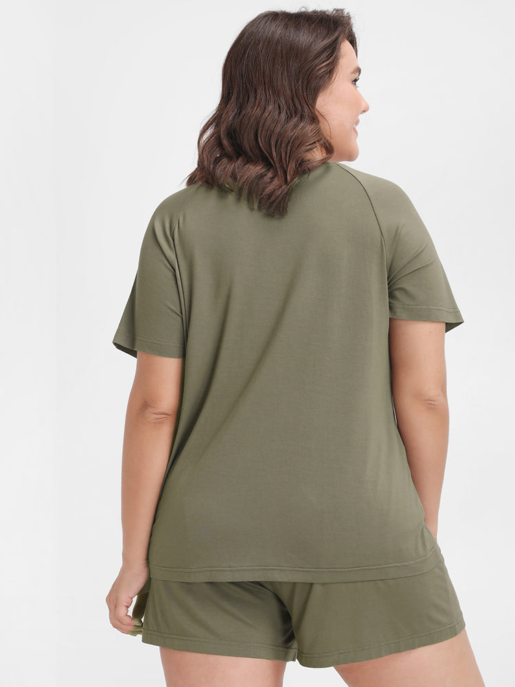 Letter Print Plain T-shirt