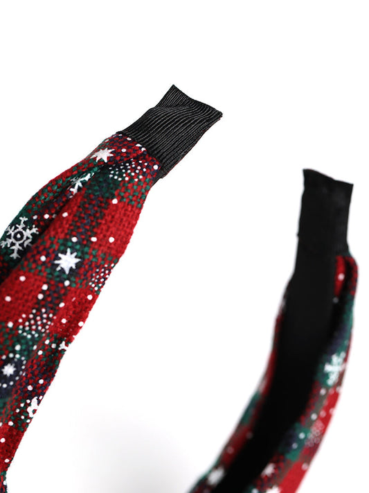 Snowflake & Plaid Pattern Knot Decor Headband
