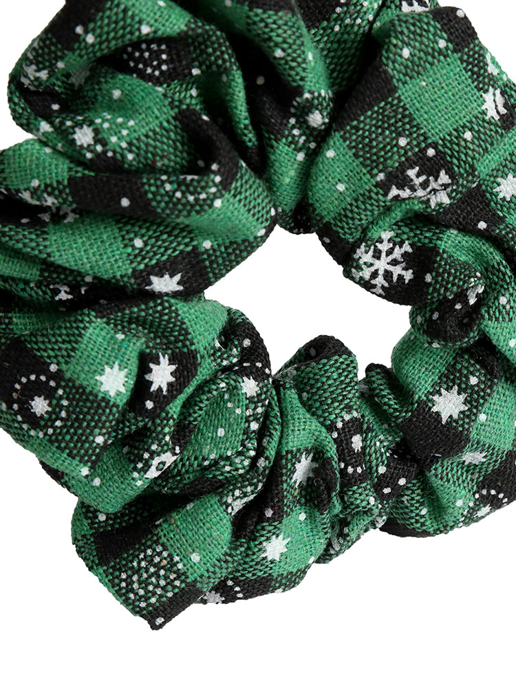 2 Pack Snowflake & Plaid Pattern Scrunchies