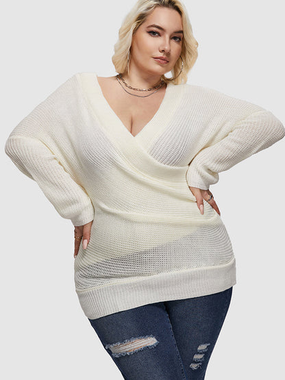 Surplice Wrap Solid Sweater