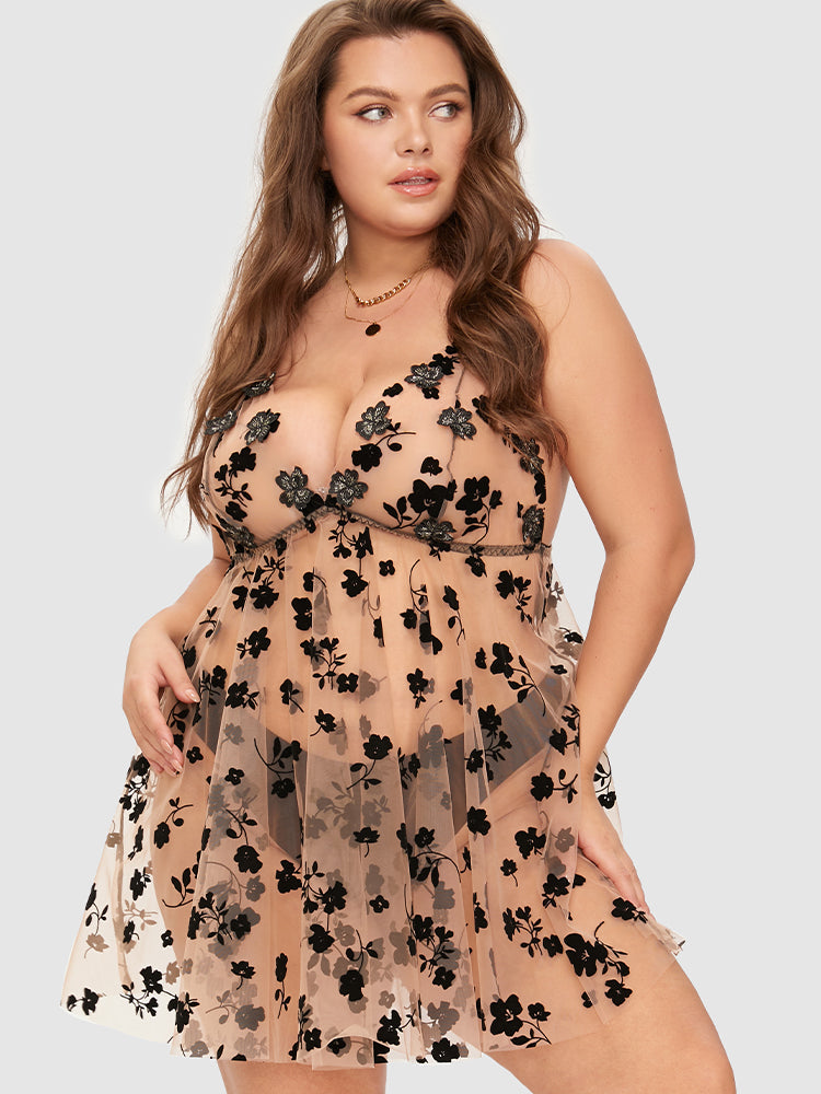 Samantha Casual At Home - Mesh Sheer Night Dress Without Panty