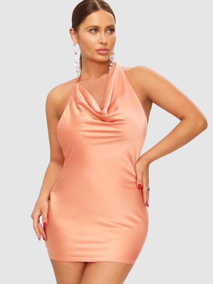 Draped Halter Backless Bodycon Dress