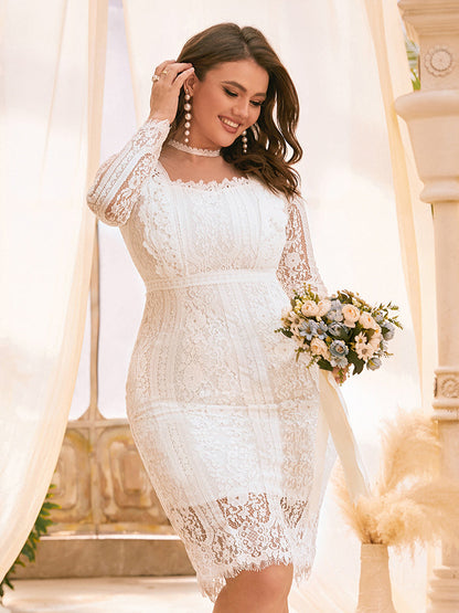 Square Neck Lace Bodycon Dress