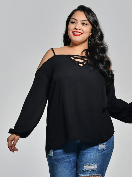 Hollow Out Sexy Sling Irregular Hem Top
