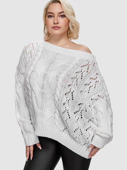 Solid Cable Knit Cut Out Sweater