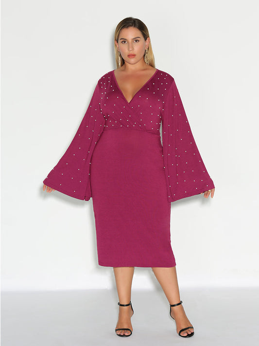 Pearls Flounce Sleeve Dress