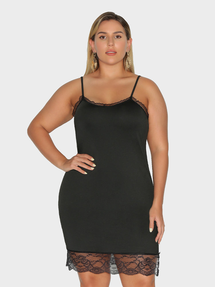 Split Hem Lace Trim Dress